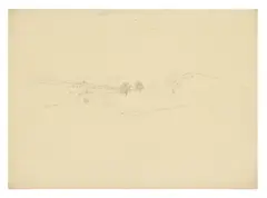 Caspar David Friedrich, Böhmische Landschaft (Hügellandschaft), 1807, Bleistift auf bräunlichem Papier