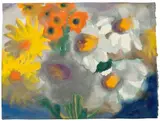 Dahlien, Sonnenhut und Margeriten by Emil Nolde, Aquarell auf Japan, sold Nov 2015