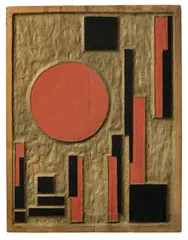 Erich Buchholz, Neue Tafel Nr. 10, 1923, Holzrelief, bemalt