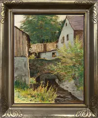 Antonín Hudeček, Motif from Okoř, Around 1900, oil on cardboard