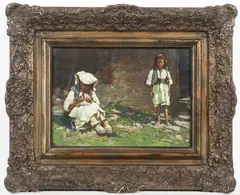Ludvík Kuba, Bosnian Girls, 1895, canvas mounted on cardboard, oil