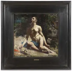 Ludvík Kuba, Saint Jerone, 1930s, canvas mounted on cardboard, oil