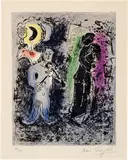 Black Couple with Musician (Couple noir au Musicien) by Marc Chagall, 1960, Color lithograph on Arches paper, sold Oct 2017