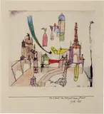 Paul Klee, Ein Komet am Horizont Einer Stadt (A Comet on the Horizon of a Town), 1918, Ink and watercolor on paper mounted to card