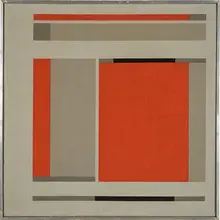 Robert Slutzky, Composition in Red and Greys, 1957-1958, Oil on canvas