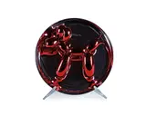 Balloon Dog (Red) by Jeff Koons, 1995, Cast porcelain with red reflective finish, sold Oct 2017