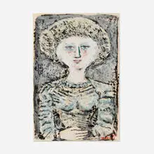 Untitled by Massimo Campigli, 1963, oil and graphite on paper, sold Nov 2023