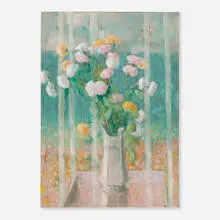 Hobson Pittman, Carnations and Garden, oil on panel