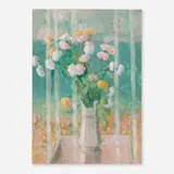 Hobson Pittman, Carnations and Garden, oil on panel