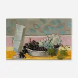 Hobson Pittman, Still Life with Grapes, oil on board