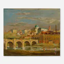 Walter Stuempfig, Norristown from the Schuylkill, oil on canvas