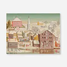 Jean Halter, View of Lambertville, oil on Masonite in artist-made frame