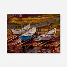 Joseph Crilley, Bateau, St. Pierre et Miquelon, 1983, oil on panel