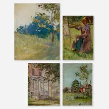 Letitia Maxwell Ely, Collection of four studies, oil on paper board