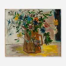 Flowers in a Copper Pitcher by Franklin "Watty" Watkins, c. 1955, oil on canvas, sold Nov 2023