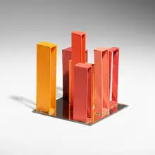 Study for Las Puertas a la Nada by Mathias Goeritz, c. 1971, painted board construction on mirrored glass, sold Nov 2023