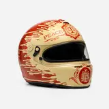 Shepard Fairey, Untitled (Helmet), 2013, enamel, spray paint and collage on motorcycle helmet