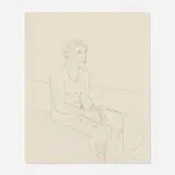 David Hockney, Peter Nude, Sitting on Edge of Bed, 1968, ink on paper