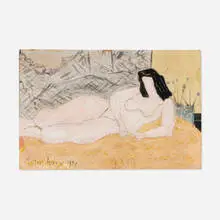 Reclining Nude by Milton Avery, 1947, gouache on board, sold Nov 2023