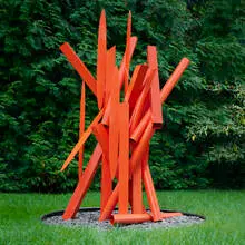Gara by Alexander Liberman, 1990, painted aluminum, sold Nov 2023