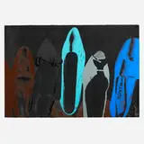 Shoes by Andy Warhol, 1980, screenprint with diamond dust on Arches Aquarelle (cold pressed) paper, sold Nov 2023