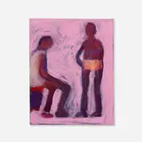 Seated and Standing by Katherine Bradford, 2022, acrylic on canvas, sold Nov 2023