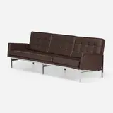 Florence Knoll, Sofa, model 2577, 1955, Naugahyde, chrome-plated steel