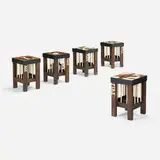 Thorsten Passfeld, Stools (from Play with the Big), set of five, 2006, acrylic-painted wood