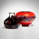 Michael Nourot, Vessels, set of two, c. 2000, hand-blown glass