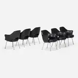 Eero Saarinen, Armchairs model 71, set of six, vinyl, chrome-plated steel