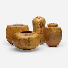 Turned Wood, Collection of four vessels, 1993-2006, maple burl, spalted maple, spalted burl