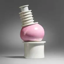 Nilo vase by Ettore Sottsass, 1983, glazed porcelain, sold Nov 2023