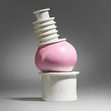 Nilo vase by Ettore Sottsass, 1983, glazed porcelain, sold Nov 2023