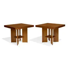 side tables, two by Frank Lloyd Wright, sold May 2021