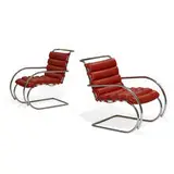 MR20 lounge chairs, pair by Ludwig Mies van der Rohe, sold May 2021