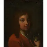 Georg Engelhard Schröder, Portrait of a Young Man Wearing a Red Coat and Holding a Pigeon