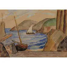 Flora Schofield, Harbor Scene, circa 1930, c. 1930, watercolor