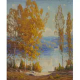 Gustave Wiegand, GustAutumn Lake Landscape, 1933, oil on canvas