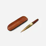 Carl Auböck, letter opener and pen rest, c. 1955, leather, brass