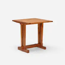 table from Les Arcs, Savoie by Charlotte Perriand, c. 1968, lacquered pine, sold Apr 2018