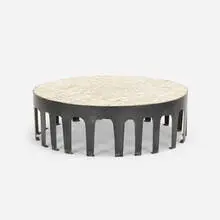 Pia Manu, coffee table, c. 1960, enameled steel, travertine