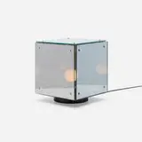 Arditi, Prismar table lamp, 1972, smoked glass, mirrored glass, enameled steel