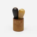Carl Auböck, salt and pepper shakers, model 4290, 1950, carved horn, teak
