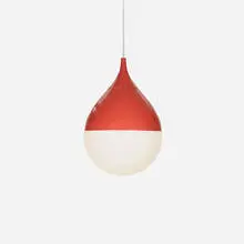 hanging lamp by Stilnovo, c. 1955, enameled aluminum, frosted glass, sold Apr 2018