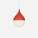 hanging lamp by Stilnovo, c. 1955, enameled aluminum, frosted glass, sold Apr 2018