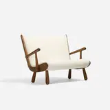 Philip Arctander, settee, c. 1945, stained pine, upholstery, brass
