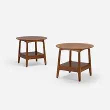 occasional tables, pair by Edward Wormley, c. 1960, walnut, sold Apr 2018