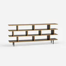 Chris Lehrecke, bookshelf, c. 2010, stained ash plywood, enameled steel