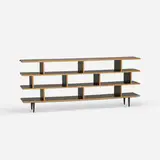 Chris Lehrecke, bookshelf, c. 2010, stained ash plywood, enameled steel