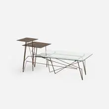 Renato Bassoli, coffee table, c. 1955, welded and bronzed steel, glass